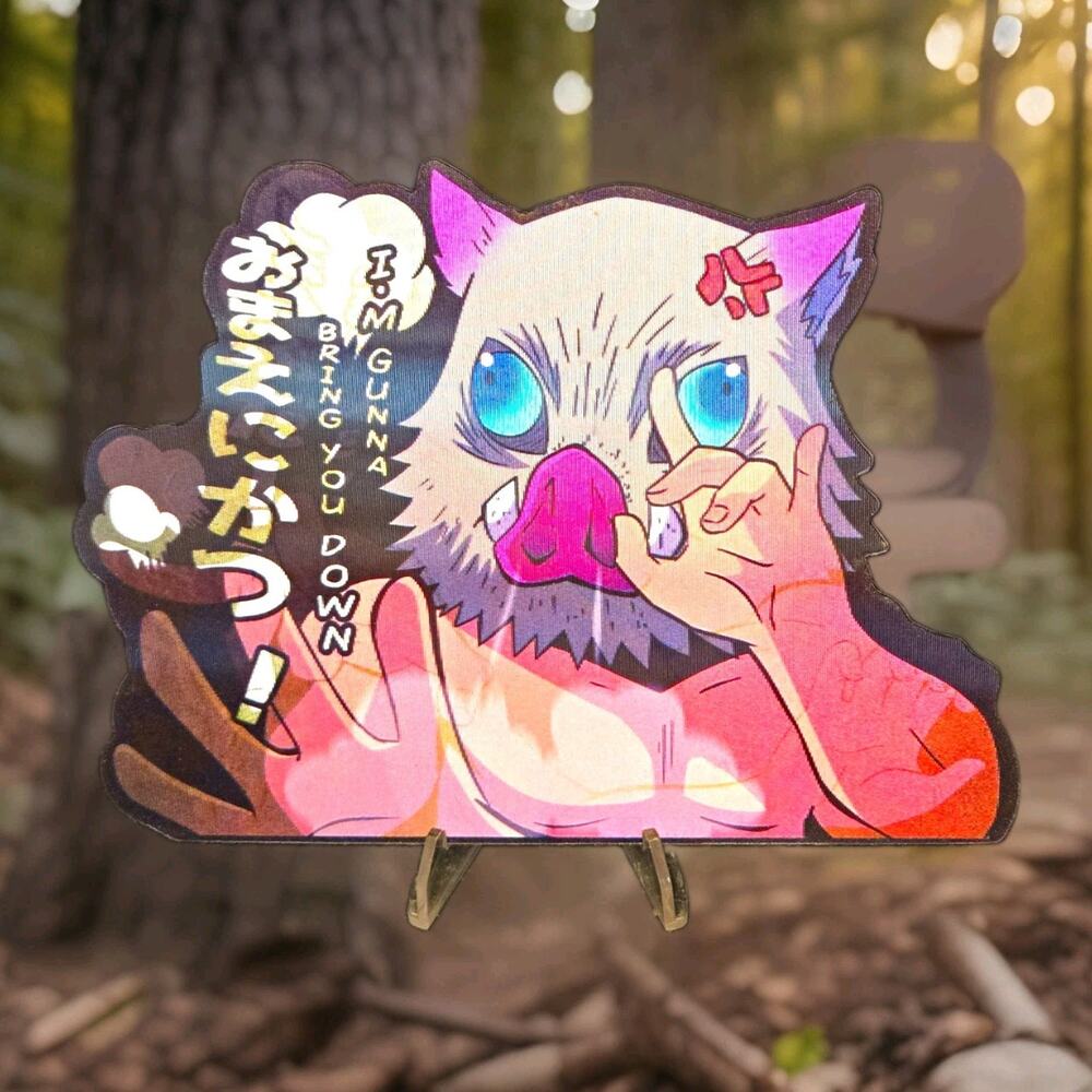 Demon Slayer Inosuke Hashibira 3D Lenticular Motion Car Sticker Peeker Decal